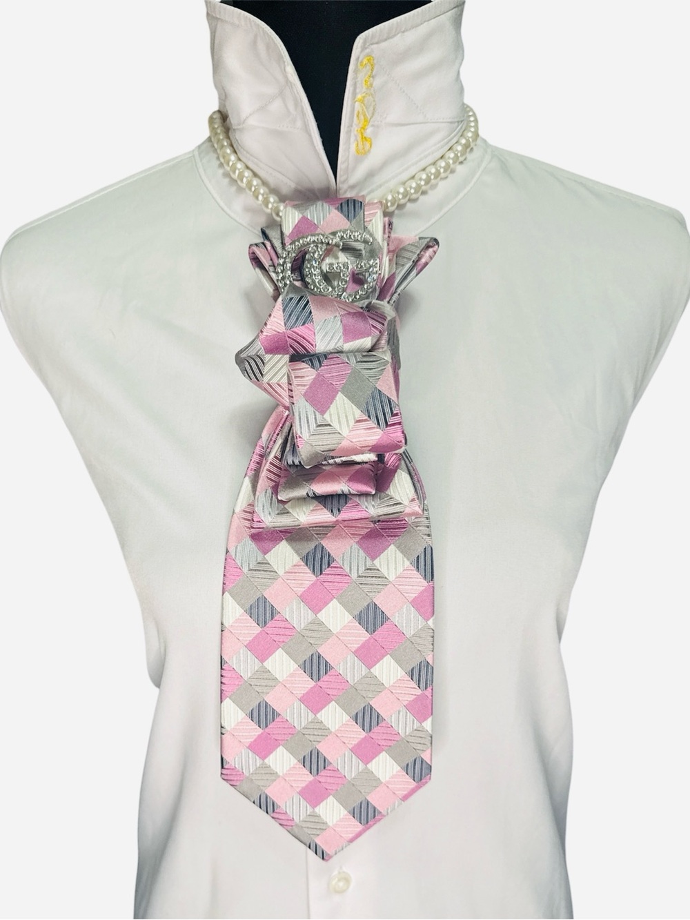 Geoffrey Beene Pink Silver Gray Patterned Cravate Necktie